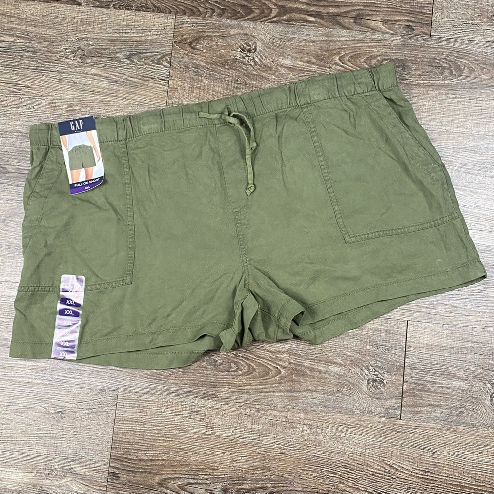 Gap Shorts Women XXL Green Elastic Lyocell Drawstring PULL ON TENCEL Pockets NEW